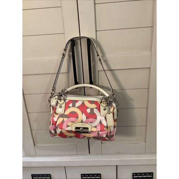 COACH KRISTIN CHAIN LINK PRINT DOUBLE ZIP SATCHEL Bag F22744 Handbag Purse COA - Picture 8 of 9